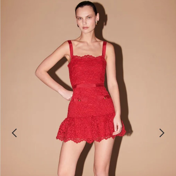 SAYLOR Dresses & Skirts - Saylor Verena Red Lace Dress